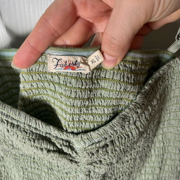 Faherty Mandy Smocked Linen Jumpsuit in Sage XL - Picture 7 of 7